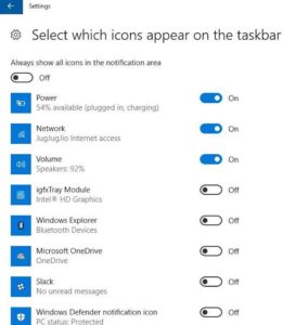 customize Windows 10 System Tray Icons