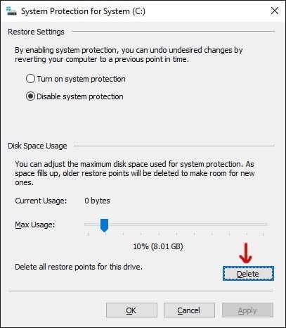 System Restore Cache