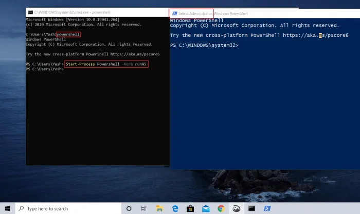 Open PowerShell with Command Prompt