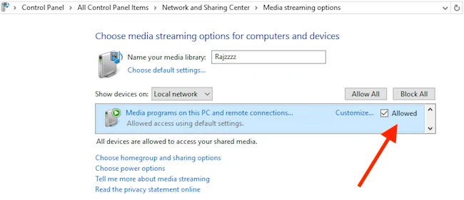 Setup Media Sharing on Windows 10